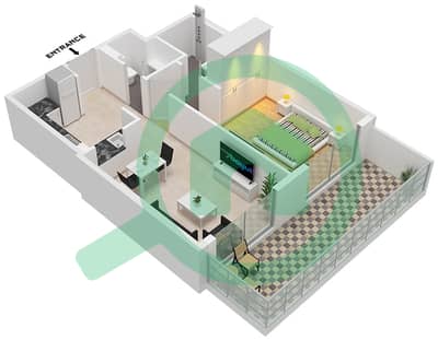 Binghatti Corner - 1 Bed Apartments Type C Floor plan