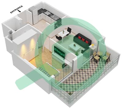Binghatti Corner - 1 Bed Apartments Type D Floor plan