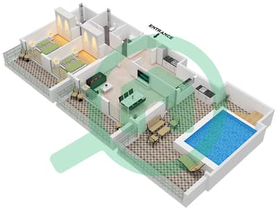 Binghatti Corner - 2 Bed Apartments Type D Floor plan