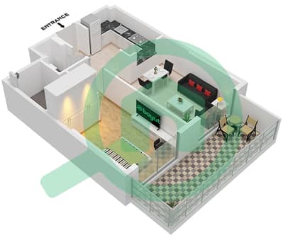 Binghatti Corner - 1 Bed Apartments Type A Floor plan