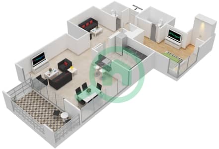 المخططات الطابقية لتصميم التصميم 8 FLOOR 22-24 شقة 1 غرفة نوم - 29 بوليفارد 2