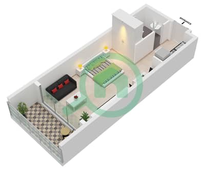 المخططات الطابقية لتصميم النموذج / الوحدة A / UNIT 2 FLOOR 2-33 شقة استوديو - سبورتز من برج الدانوب 2