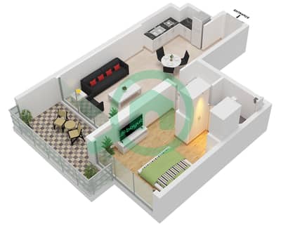 المخططات الطابقية لتصميم النموذج / الوحدة A / UNIT 17 FLOOR 2-33 شقة 1 غرفة نوم - سبورتز من برج الدانوب 2
