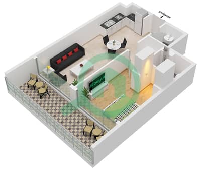 المخططات الطابقية لتصميم النموذج / الوحدة C / UNIT 5 FLOOR 2-16,24 شقة 1 غرفة نوم - سبورتز من برج الدانوب 2