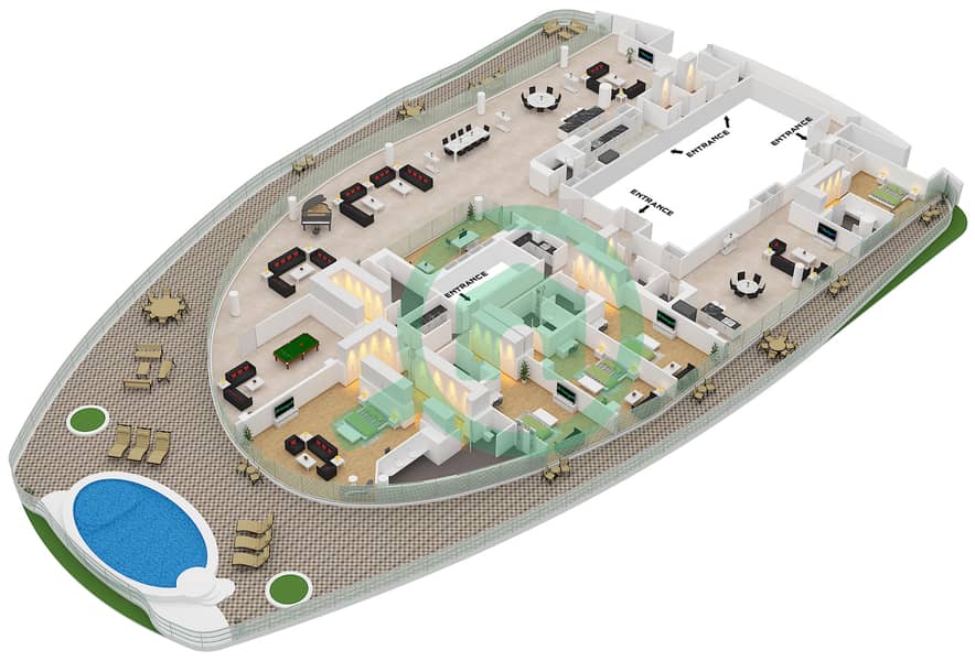 Unit 1 Floor 1 Como Residences - 5 Bedroom Apartment Unit 1 FLOOR 1 Floor plan Unit 1 Floor 1 interactive3D