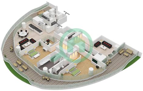 科莫公寓 - 2 卧室公寓单位1 FLOOR 12-18戶型图