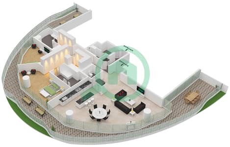 科莫公寓 - 2 卧室公寓单位2 FLOOR 12-18戶型图