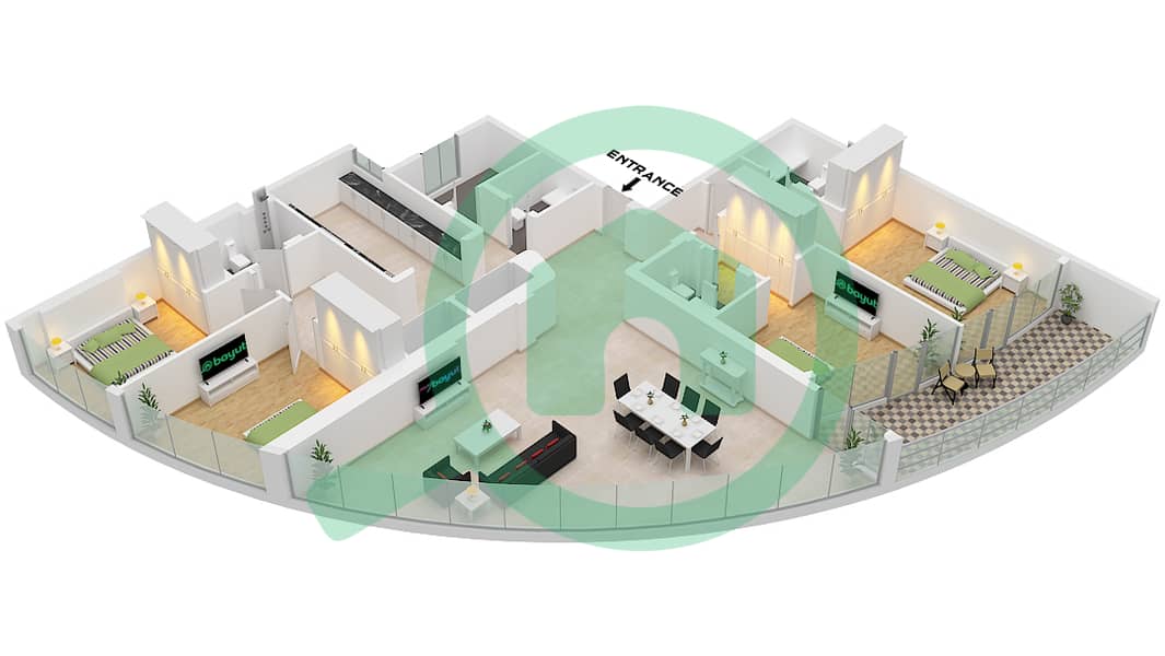 Horizon Tower - 4 Bedroom Apartment Type B Floor plan Type B interactive3D