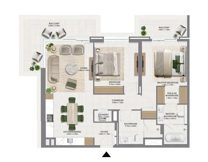 2 BR floor plan