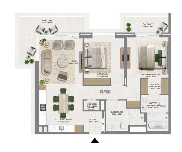 2 BR floor plan