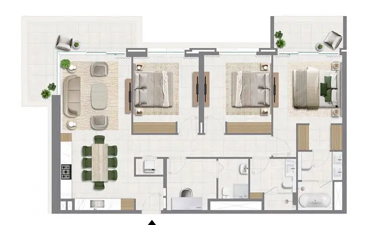 3 BR floor plan