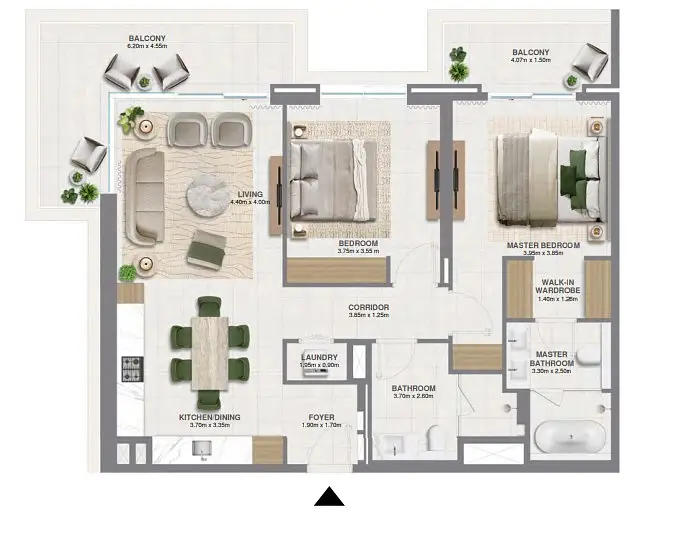 2 BR floor plan