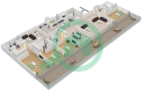 Армани Бич Резиденсес - Апартамент 4 Cпальни планировка Тип/мера A / UNIT A1 FLOOR 6-7