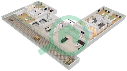 Армани Бич Резиденсес - Апартамент 4 Cпальни планировка Тип/мера D / UNIT B1 FLOOR 4