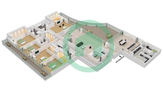 Армани Бич Резиденсес - Апартамент 5 Cпальни планировка Тип/мера B / UNIT B2 FLOOR 6-8