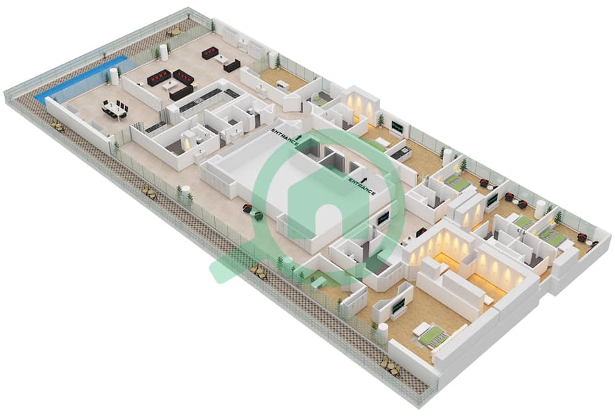 Армани Бич Резиденсес - Пентхаус 5 Cпальни планировка Тип/мера 3 / UNIT C1 FLOOR 5 Type 3 Unit C1 Floor 5 interactive3D