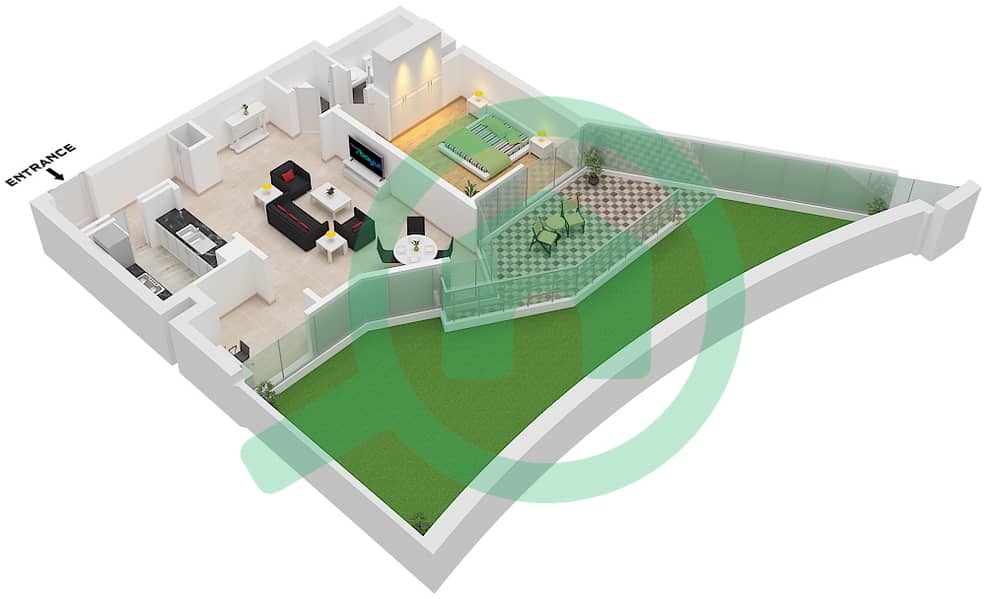 Al Habtoor Business Tower - 1 Bedroom Apartment Suite 1-1 FLOOR SECOND Floor plan Suite 1-1 Floor Second interactive3D