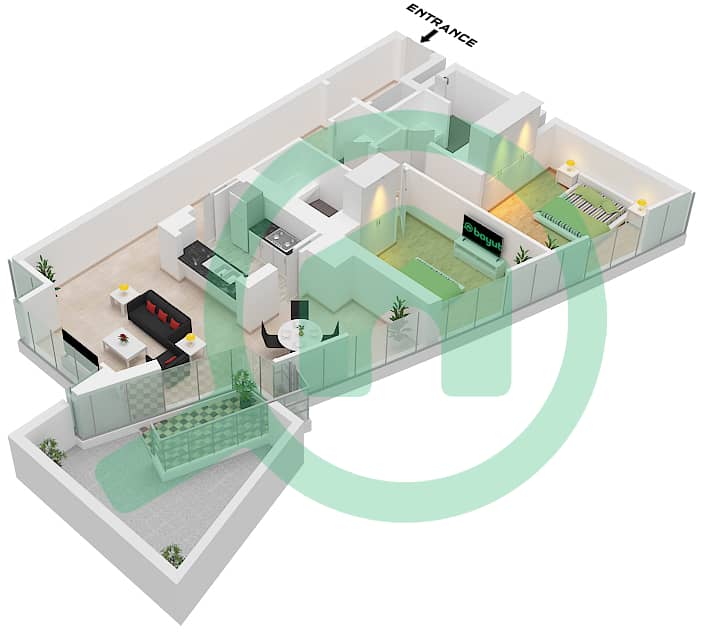 Al Habtoor Business Tower - 2 Bedroom Apartment Suite T5 FLOOR 5 Floor plan Suite T5 Floor 5 interactive3D