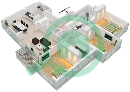 Al Habtoor Business Tower - 3 Bedroom Penthouse Type P2 FLOOR 30,31 Floor plan
