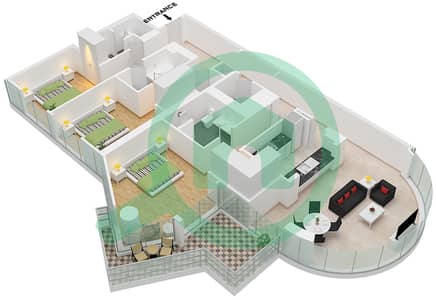 Al Habtoor Business Tower - 3 Bedroom Penthouse Suite P4,T6 FLOOR 30,31 Floor plan