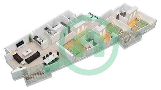 Al Habtoor Business Tower - 3 Bedroom Penthouse Suite P3 FLOOR 30,31 Floor plan