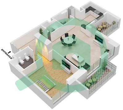 المخططات الطابقية لتصميم النموذج / الوحدة B10 / UNIT 5-8 FLOOR 3-20 شقة 1 غرفة نوم - برج B (إيست هايتس 4)
