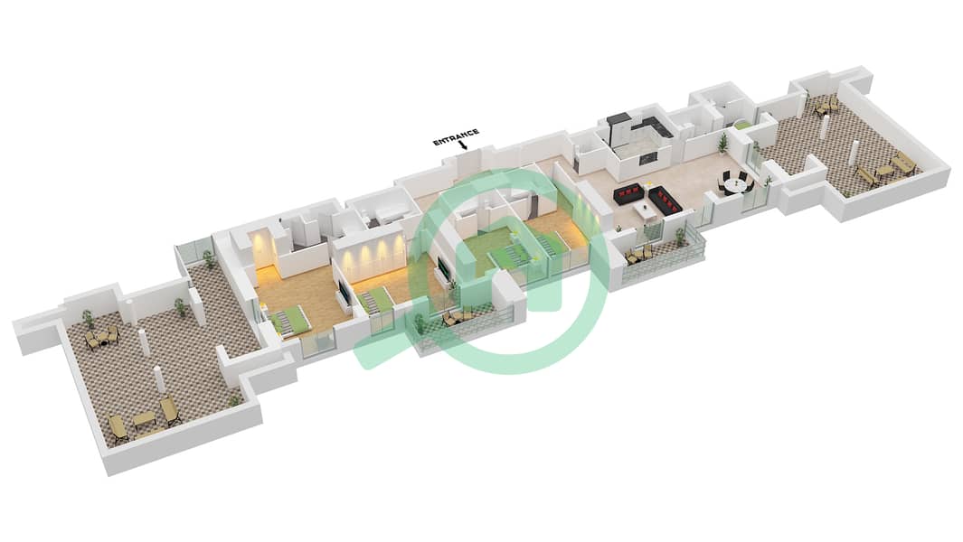 المخططات الطابقية لتصميم النموذج / الوحدة B40 / UNIT 2-3 FLOOR 42 شقة 4 غرف نوم - برج B (إيست هايتس 4) Type B40 Unit 2-3 Floor 42 interactive3D