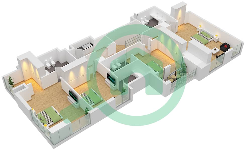 المخططات الطابقية لتصميم النموذج / الوحدة BG01/UNIT 1-2,7-8 FLOOR 1 شقة 3 غرف نوم - برج B (إيست هايتس 4) Type BG01 Unit 1-2,7-8 Floor 1-2 Upper interactive3D