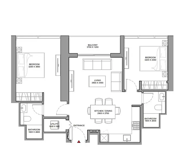 2 BR floor plan