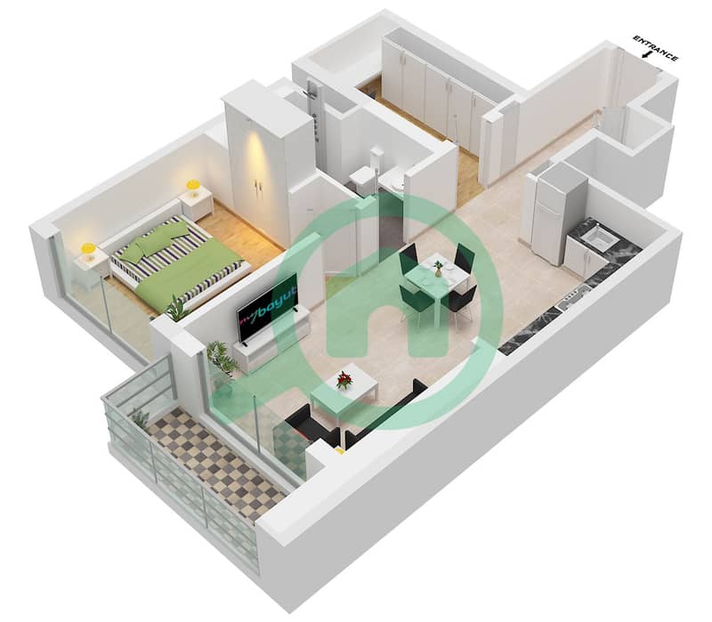 المخططات الطابقية لتصميم النموذج / الوحدة B/UNIT 2 FLOOR 8-10,12,13 شقة 1 غرفة نوم - 340 ريفرسايد كريسنت Type B Unit 2 Floor 8-10,12,13,15,17-22-27,29,33-40,46-50,52-55 interactive3D