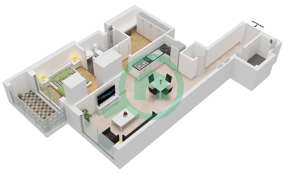 340 Riverside Crescent - 1 Bedroom Apartment Type/unit C (VARIANT 1) / UNIT 5 Floor plan Type C (Variant 1) Unit 5 Floor 8-17,21-29,33-42,46-55 interactive3D
