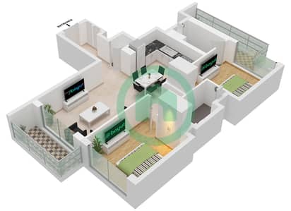 340 Риверсайд Кресцент - Апартамент 2 Cпальни планировка Тип/мера A/UNIT 6 FLOOR 8-17,21-29