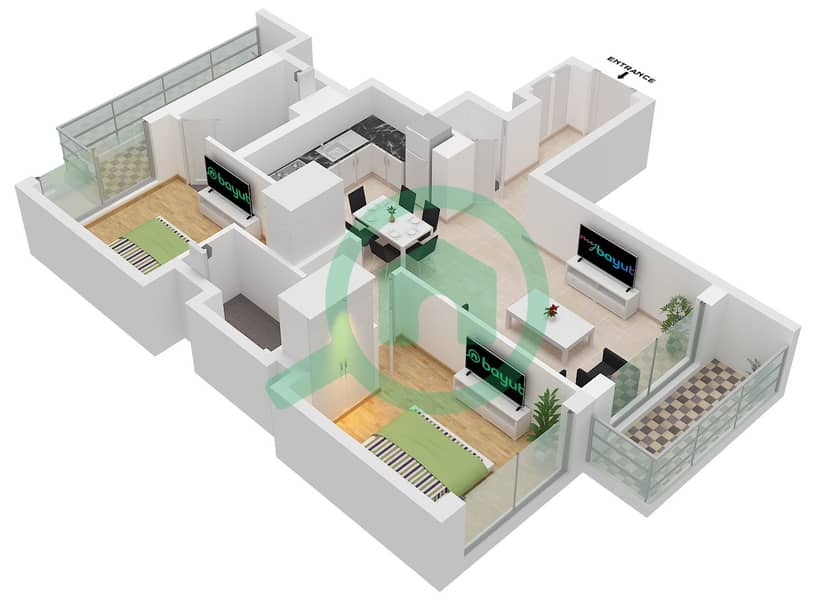 340 Riverside Crescent - 2 Bedroom Apartment Type/unit A (VARIANT 1) / UNIT 12 Floor plan Type A (Variant 1) Unit 12 Floor 8-17,21-29,33-42,46-55 interactive3D