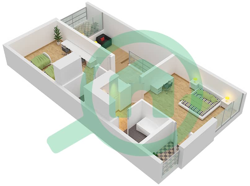 Azalea - 2 Bedroom Townhouse Type A Floor plan First Floor interactive3D