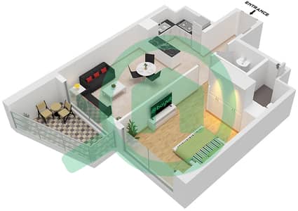 المخططات الطابقية لتصميم الوحدة 1 FLOOR 1-11 شقة 1 غرفة نوم - AG سنترال