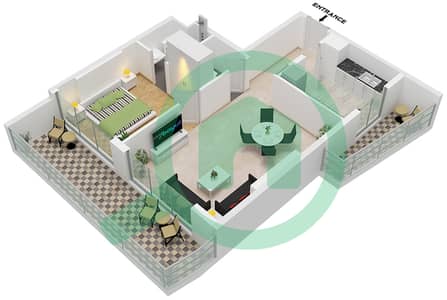 المخططات الطابقية لتصميم الوحدة 4 FLOOR 1-10 شقة 1 غرفة نوم - AG سنترال