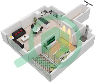 المخططات الطابقية لتصميم الوحدة 5 FLOOR 1-10 شقة 1 غرفة نوم - AG سنترال