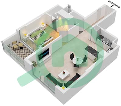 المخططات الطابقية لتصميم الوحدة 6 FLOOR 1-10 شقة 1 غرفة نوم - AG سنترال