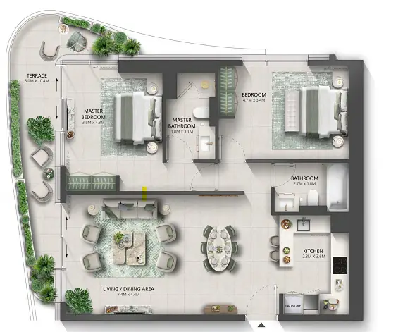 2 BR floor plan