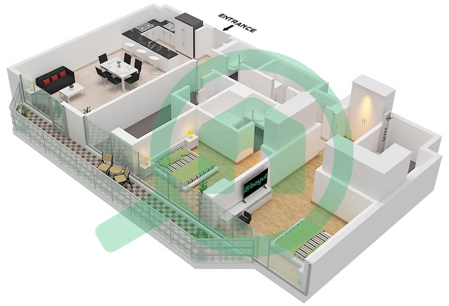 The Source - 2 Bedroom Apartment Type B Floor plan Type B interactive3D