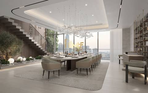 4 Bedroom Flat for Sale in Dubai Marina, Dubai - Render_Kempinski Marina Residences Dubai_5BR Duplex - Dining. jpg