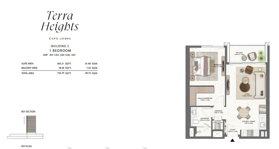 1 BR floor plan