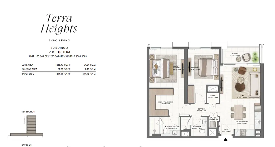 2 BR floor plan
