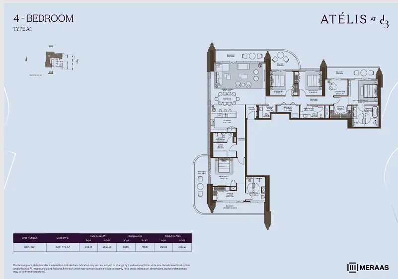 4 BR floor plan