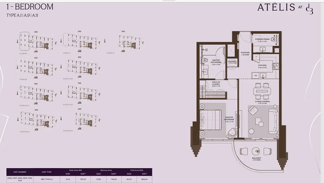 1 BR floor plan