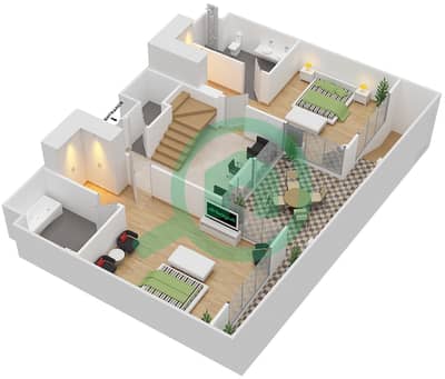 Al Hadeel - 3 Bedroom Townhouse Unit TH3 - A Floor plan