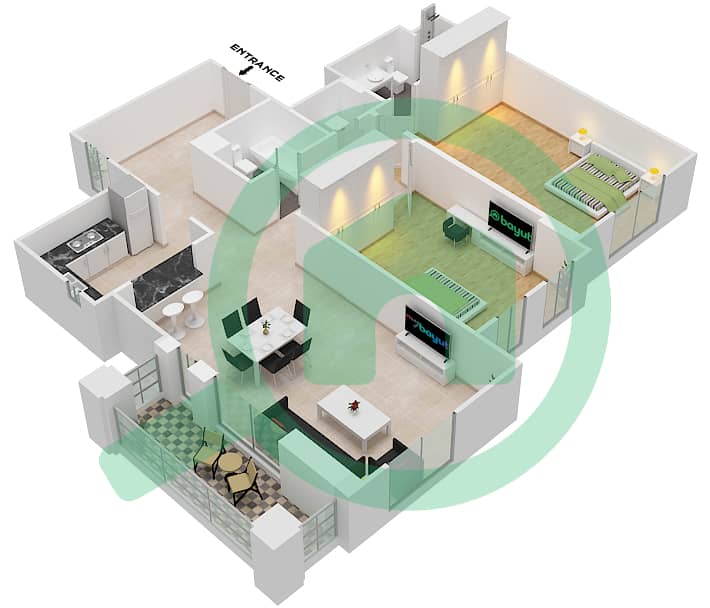 Asayel Building 2 - 2 Bedroom Apartment Type/unit A2 / UNIT 10 FLOOR 1-5 Floor plan Type A2 Unit 10 Floor 1-5 interactive3D