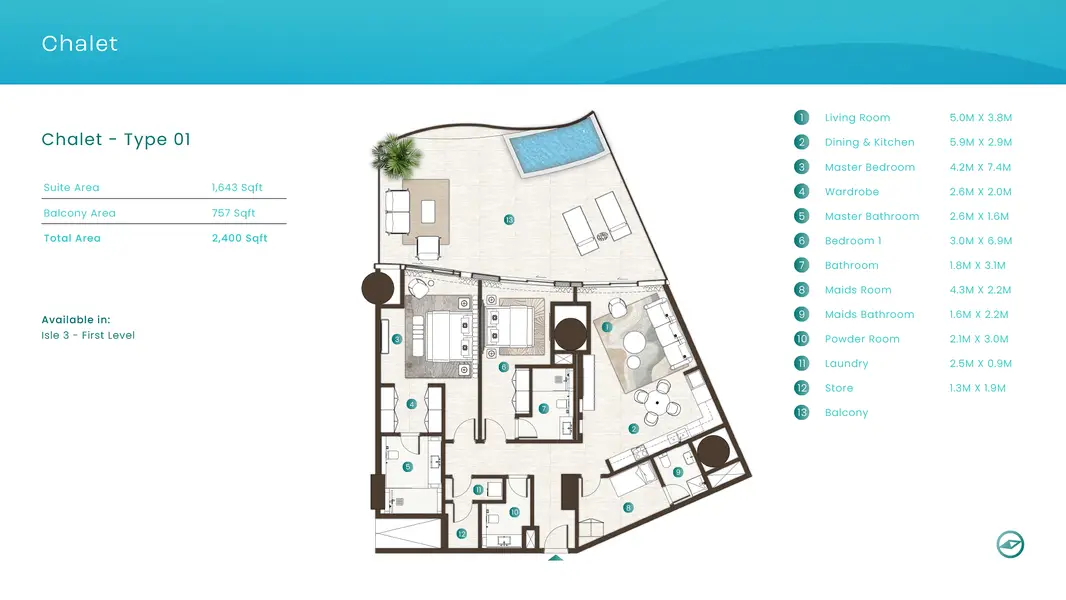 2 BR floor plan