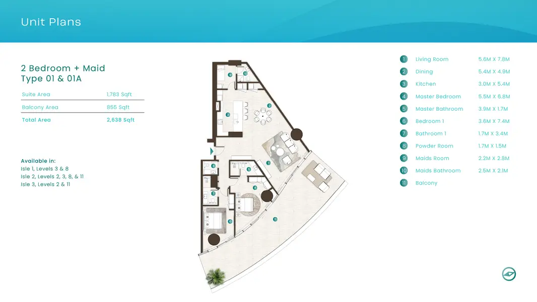 2 BR floor plan
