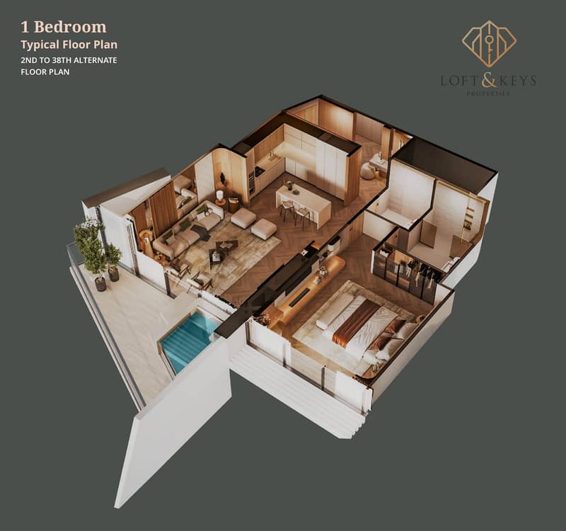 2 Grove 1 Bed 3D Plan. png
